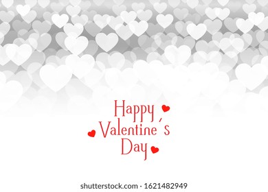 beautiful white hearts bokeh valentines day background