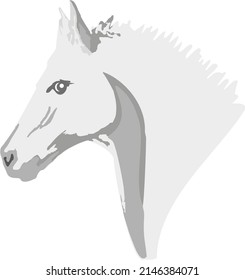 Beautiful white horse symbol for sport emblems or fabric products. Stallion head silhouette for logos, prints on T-shirts, fashion trends, textiles, wallpaper, interior solutions, covers, cards, etc. 