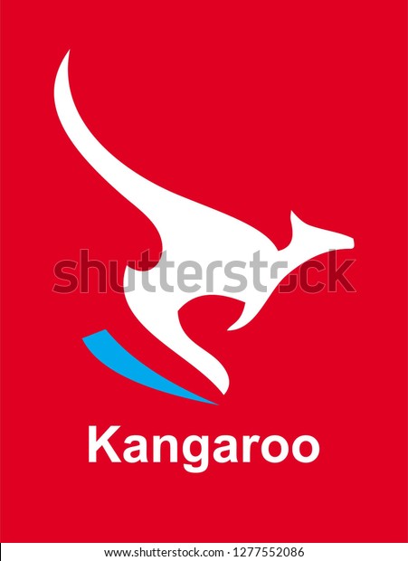 Beautiful White Kangaroo Silhouette On Red Stock Vector Royalty