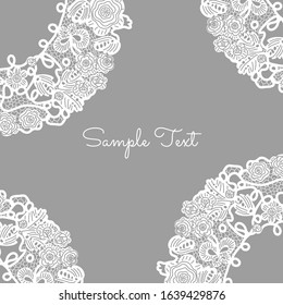 beautiful white lace frame, vector illustration on a gray background.