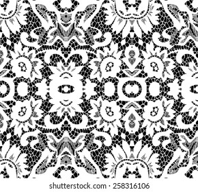 Beautiful white lace on black background. Vector illustration