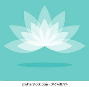 Beautiful white lotus flower vector on color light background 