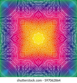 Beautiful white mandala. Mandala vector rainbow background. Ethnic round ornament. EPS 10.