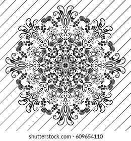 Beautiful white mandala. Mandala vector rainbow background. Ethnic round ornament. EPS 10.