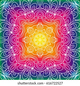 Beautiful white mandala. Mandala vector rainbow background. Ethnic round ornament. EPS 10.