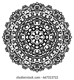 Beautiful white mandala. Mandala vector rainbow background. Ethnic round ornament. EPS 10.