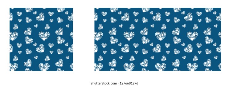 Beautiful white paper cut the heart with white frame. There are many small white hearts surrounded in a heart-shaped frame.Vector illustration