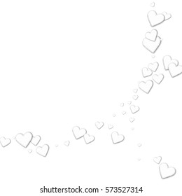 Beautiful white paper hearts. Abstract crescents on white background. Vector illustration.