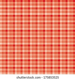 Beautiful white and red gingham fabric pattern. Vector background.