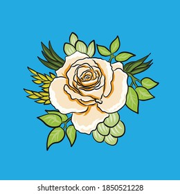 Beautiful White Rose Flower. Vector illustration