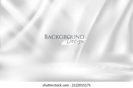 Beautiful White Silk. Drapery Textile Background, Vector Illustration