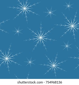 beautiful white snowflake seamless pattern on blue background repeating christmas backdrop