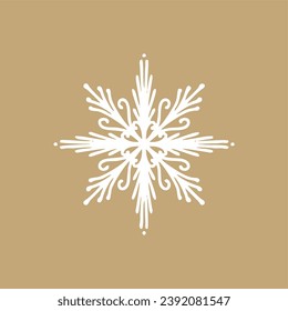 Hermoso copo de nieve blanco para diseño invernal. Tema de Navidad y Año Nuevo. Siluetas congeladas de copos de nieve de cristal, patrón. Piso de diseño moderno.