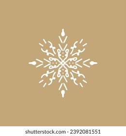 Hermoso copo de nieve blanco para diseño invernal. Tema de Navidad y Año Nuevo. Siluetas congeladas de copos de nieve de cristal, patrón. Piso de diseño moderno.