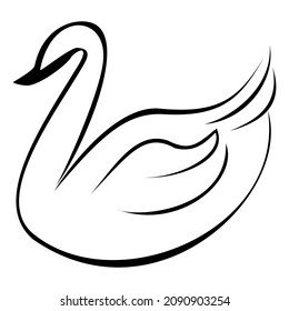 Beautiful White Swan Line Art Stock Vector (Royalty Free) 2090903254 ...