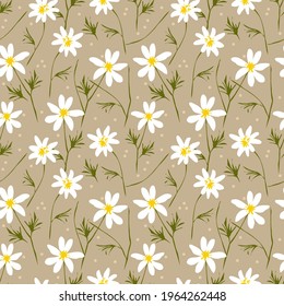 Beautiful white tiny daisy seamless pattern