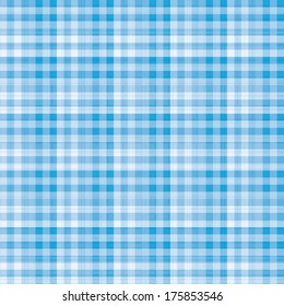 Beautiful white and turquoise gingham fabric pattern. Vector background.