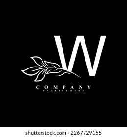 beautiful white W logo design with luxury flower. Initial W monogram symbol. flourish logo. suitable for logos of beauty, spa,salon,boutique,company,business,hotel,brand,etc