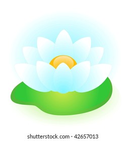 beautiful white water-lily on a blue background