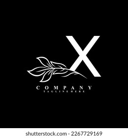 beautiful white X logo design with luxury flower. Initial X monogram symbol. flourish logo. suitable for logos of beauty, spa,salon,boutique,company,business,hotel,brand,etc