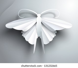 Beautiful white3D paper butterfly.