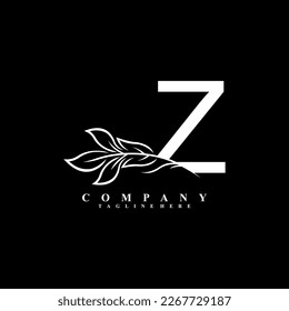beautiful whiteblack Z logo design with luxury flower. Initial Z monogram symbol. flourish logo. suitable for logos of beauty, spa,salon,boutique,company,business,hotel,brand,etc