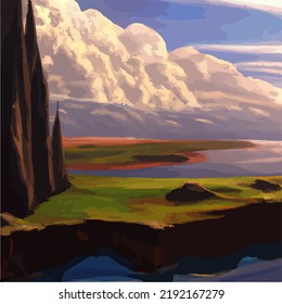 A beautiful wide landscape of a valley