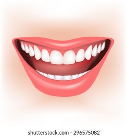 Beautiful Wide Smile Of Young Woman. Vector Illustration