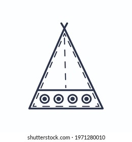 Beautiful wigwam isolated on white background. Decorative elements of the Indian tribe. Vector illustration
