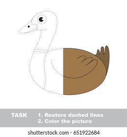 Beautiful Wild Duck. Dot to dot educational game for kids.