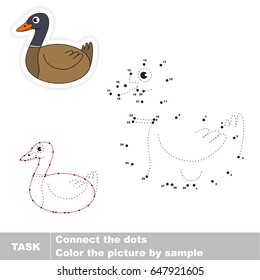 Beautiful Wild Duckling. Dot to dot educational game for kids.