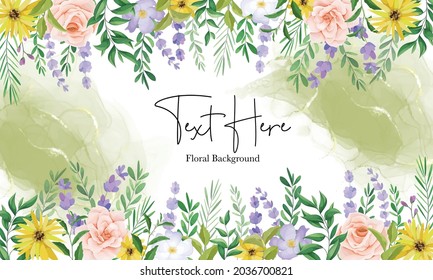 beautiful wild flower floral background with alcohol ink