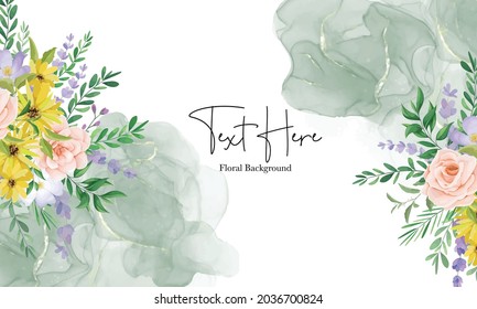 bello fondo floral de flores silvestres con tinta alcohólica