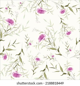 beautiful wild flower seamless pattern