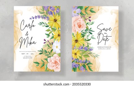 Beautiful wild flower wedding invitation card