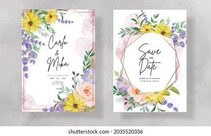 Beautiful wild flower wedding invitation card