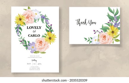 Beautiful wild flower wedding invitation card