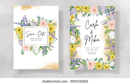 Beautiful wild flower wedding invitation card