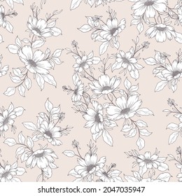 Beautiful Wild Flowers Bunch Pattern seamless to create packaging, wallpaper, background, fabric prints, scrapebook design. 