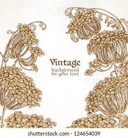 Beautiful wild flowers - umbrellas vintage background