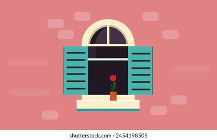 Beautiful window background vector illustration for use.