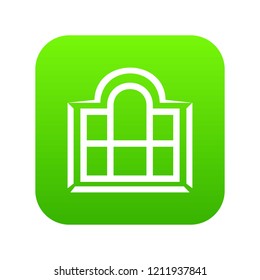 Beautiful window frame icon green vector isolated on white background