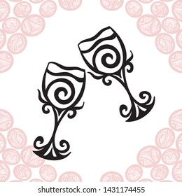 Beautiful wine glasses. Vector illustration