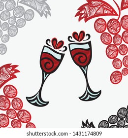 Beautiful wine glasses. Vector illustration