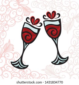 Beautiful wine glasses. Vector illustration