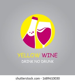 beautiful wine logo template with yellow color