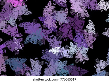 Beautiful winter background with an abstract pattern of bells. Vector clip art.