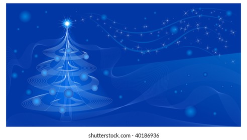 Beautiful winter background in blue color, vector illustration