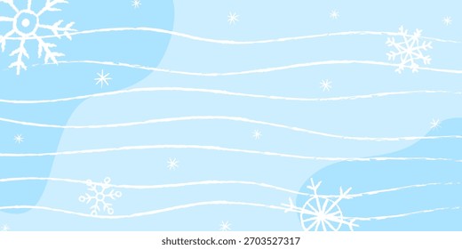 Fundo de inverno bonito com flocos de neve e ondas azuis suaves em um design sereno