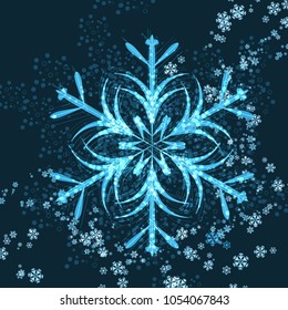 Beautiful winter background with snowflakes for greeting card and place for your text. Vector illustration